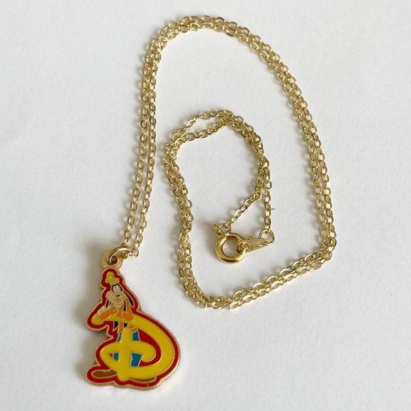 Vintage Disney Goofy Necklace 18" Fab 5 Dog Disneyana Signed Charm Gold Plated - Picture 9 of 11